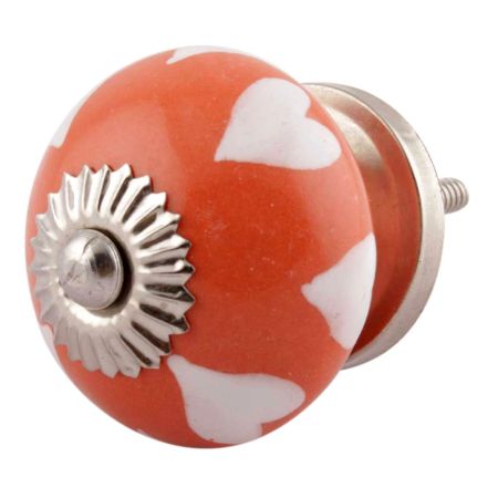 Orange Heart Floral Ceramic Knobs